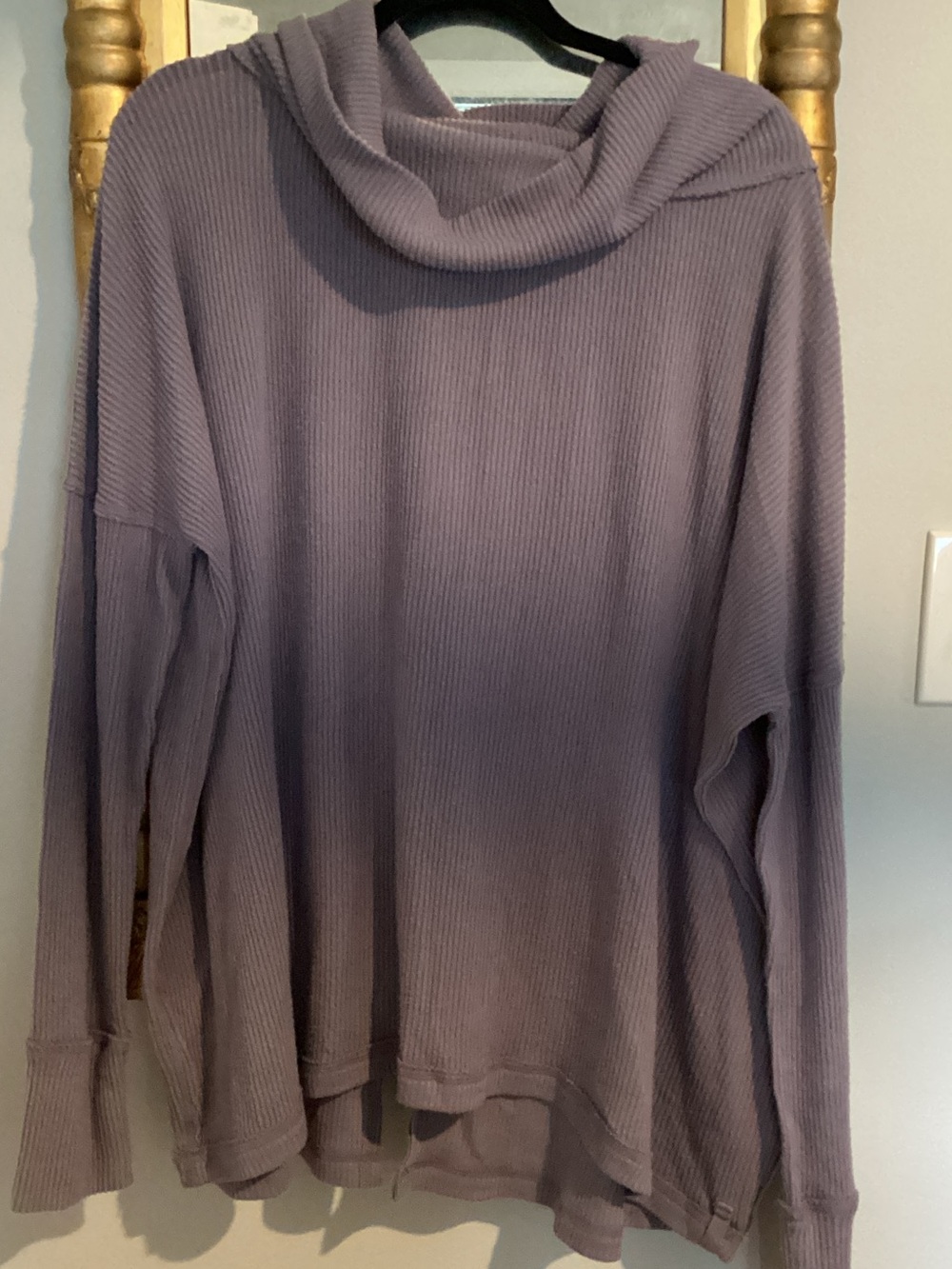 We The Free Lavender Ribbed Cowl Neck Sweater